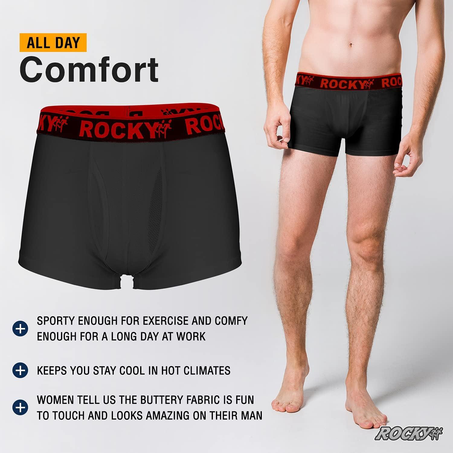 image:imageRocky Mens Boxer Briefs 4Way High Performance Pouch Underwear 2Pack TaglessBlack Red Waistband