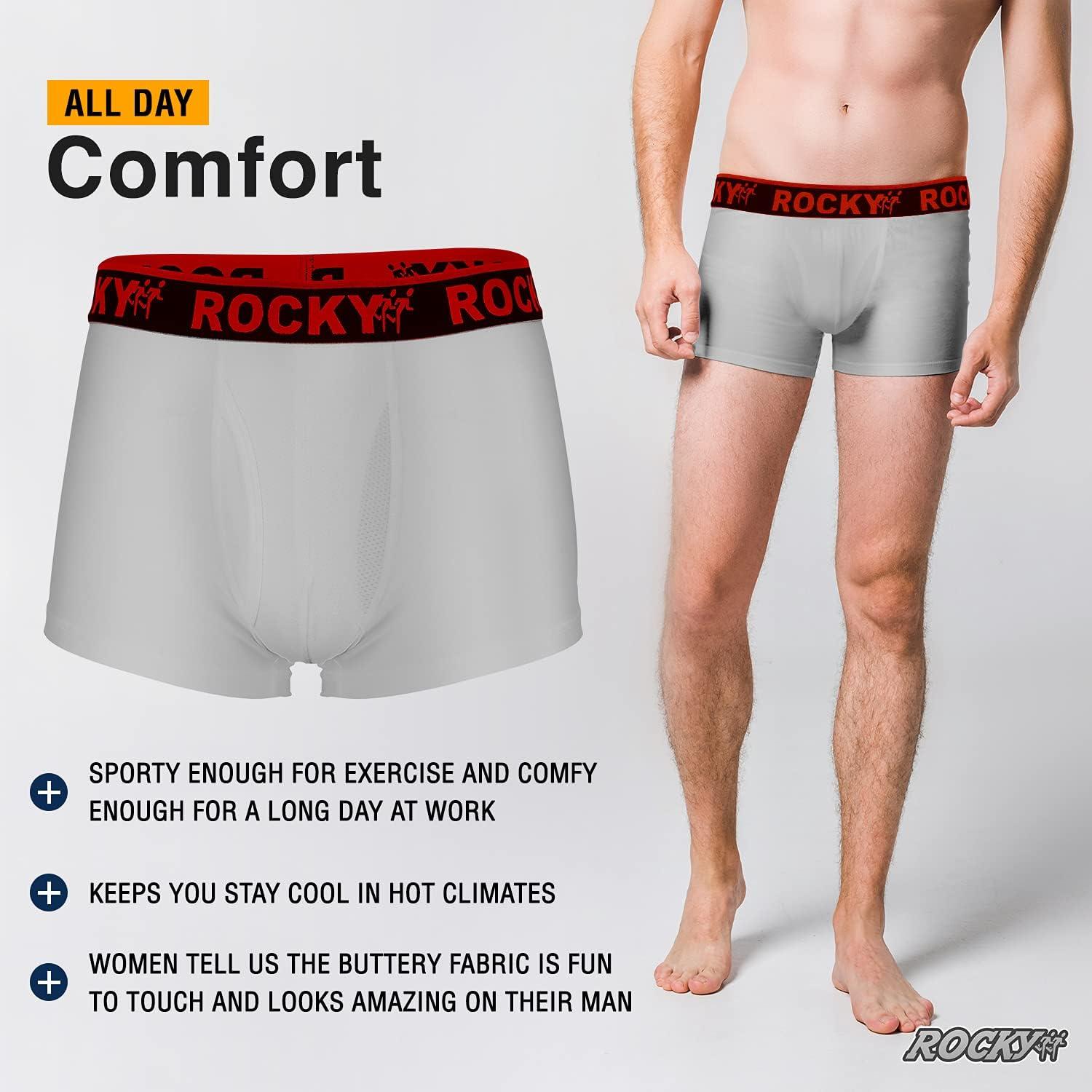image:imageRocky Mens Boxer Briefs 4Way High Performance Pouch Underwear 2Pack TaglessGrey Red Waistband