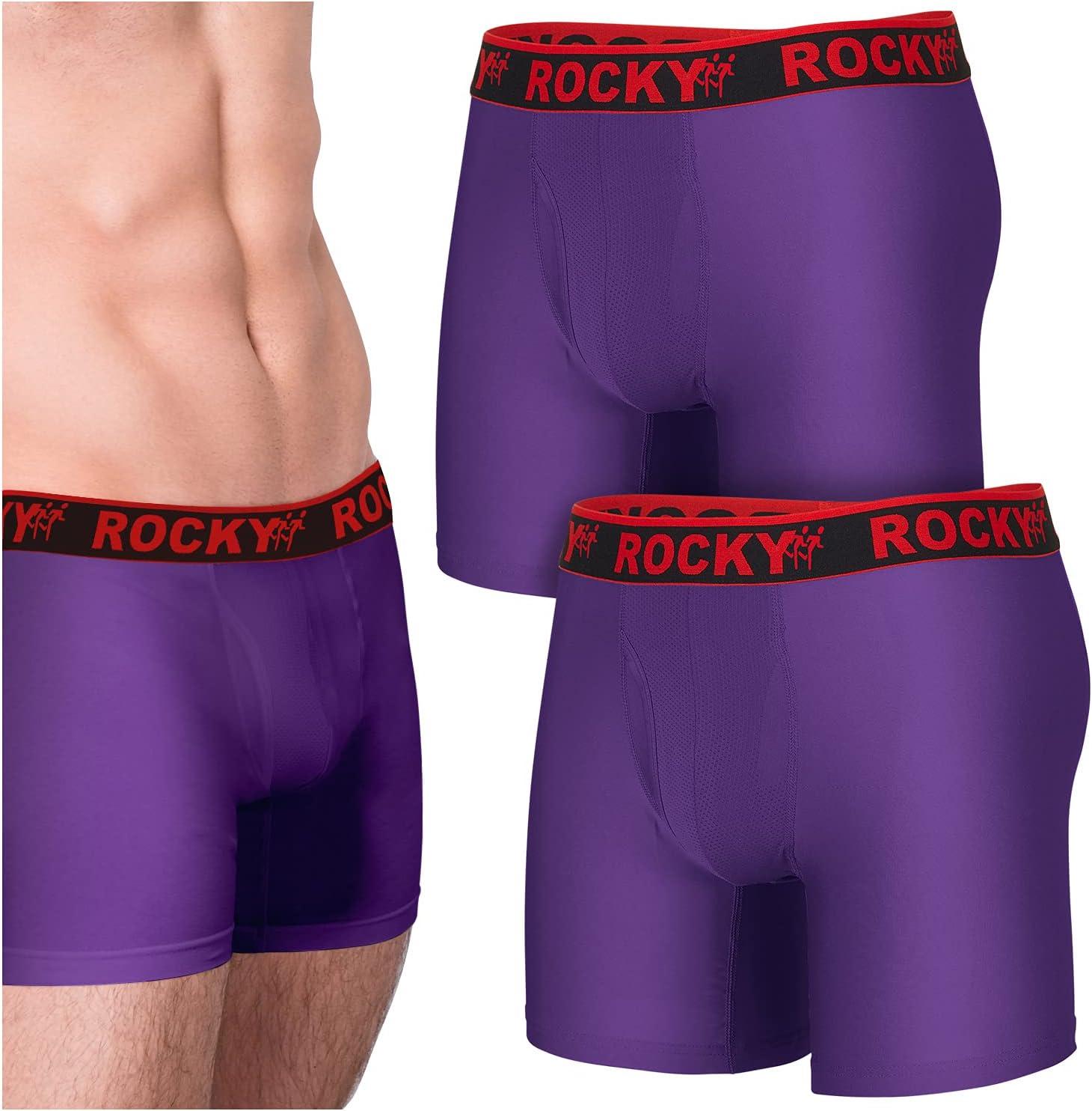 image:imageRocky Mens Boxer Briefs 4Way High Performance Pouch Underwear 2Pack TaglessPurple