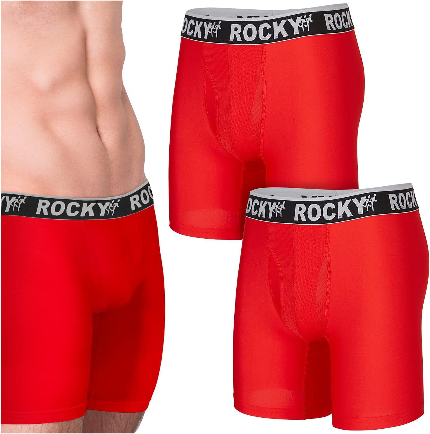 image:imageRocky Mens Boxer Briefs 4Way High Performance Pouch Underwear 2Pack TaglessRed