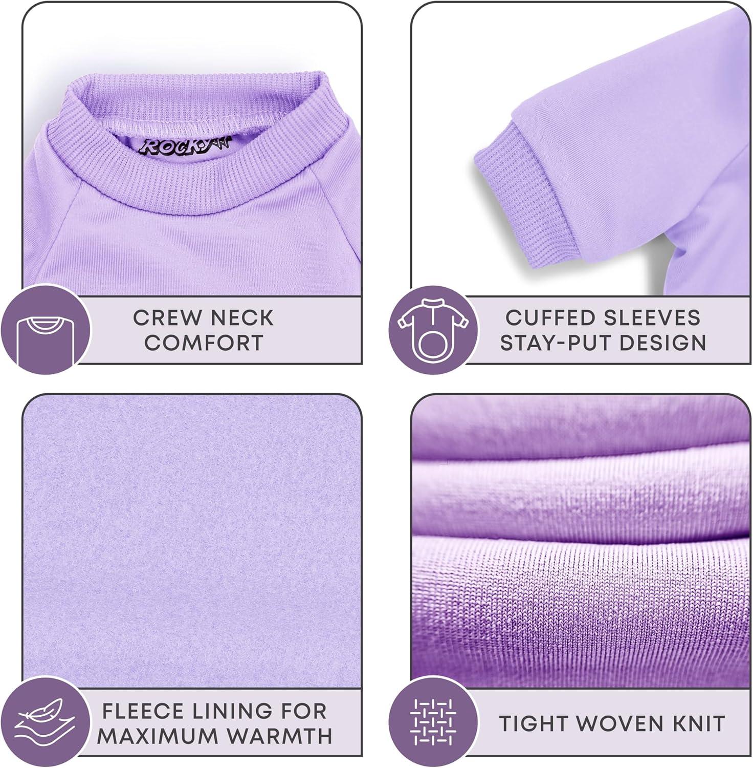 image:imageRocky Thermal Jacket Clothes Fleece Lined Sweater for Dogs Puppies Warm Coat Bodysuit Onesie One Piece Vest Pet Jammies with Leg Warmers for Small Medium Large Dogs Cats Rope SmallLavender