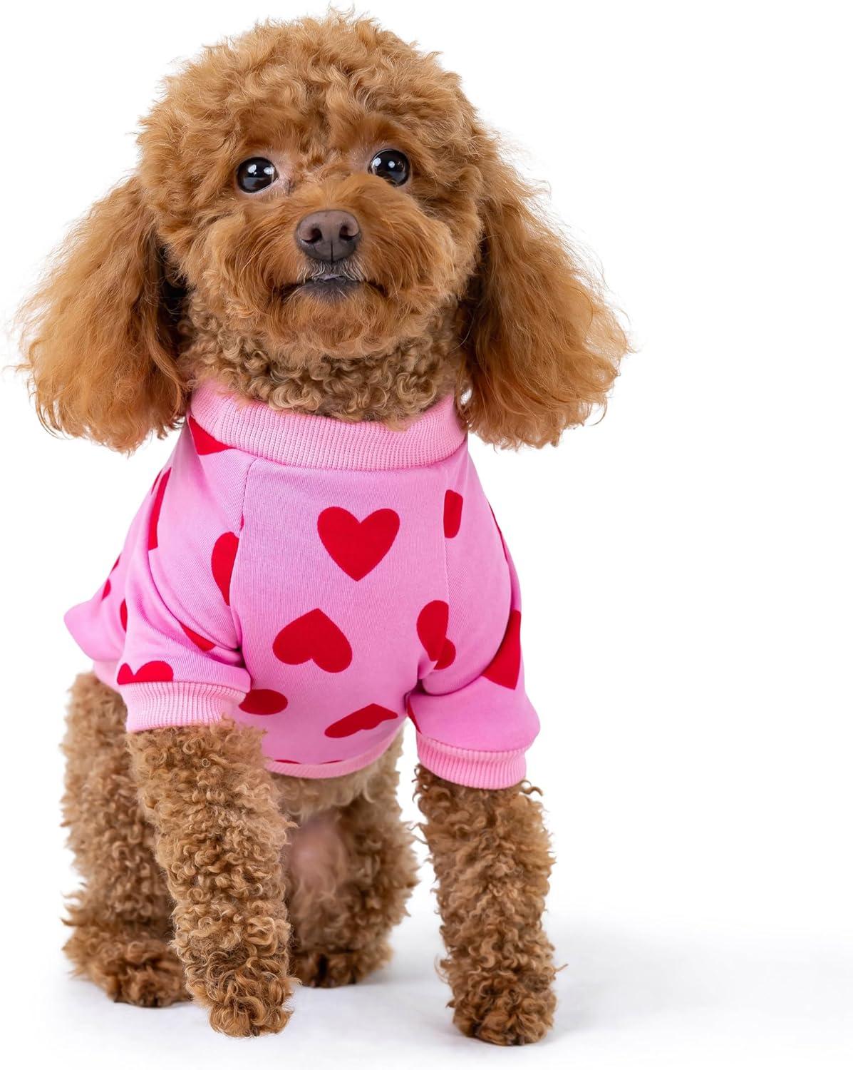 image:imageRocky Thermal Jacket Clothes Fleece Lined Sweater for Dogs Puppies Warm Coat Bodysuit Onesie One Piece Vest Pet Jammies with Leg Warmers for Small Medium Large Dogs Cats Rope SmallHeart