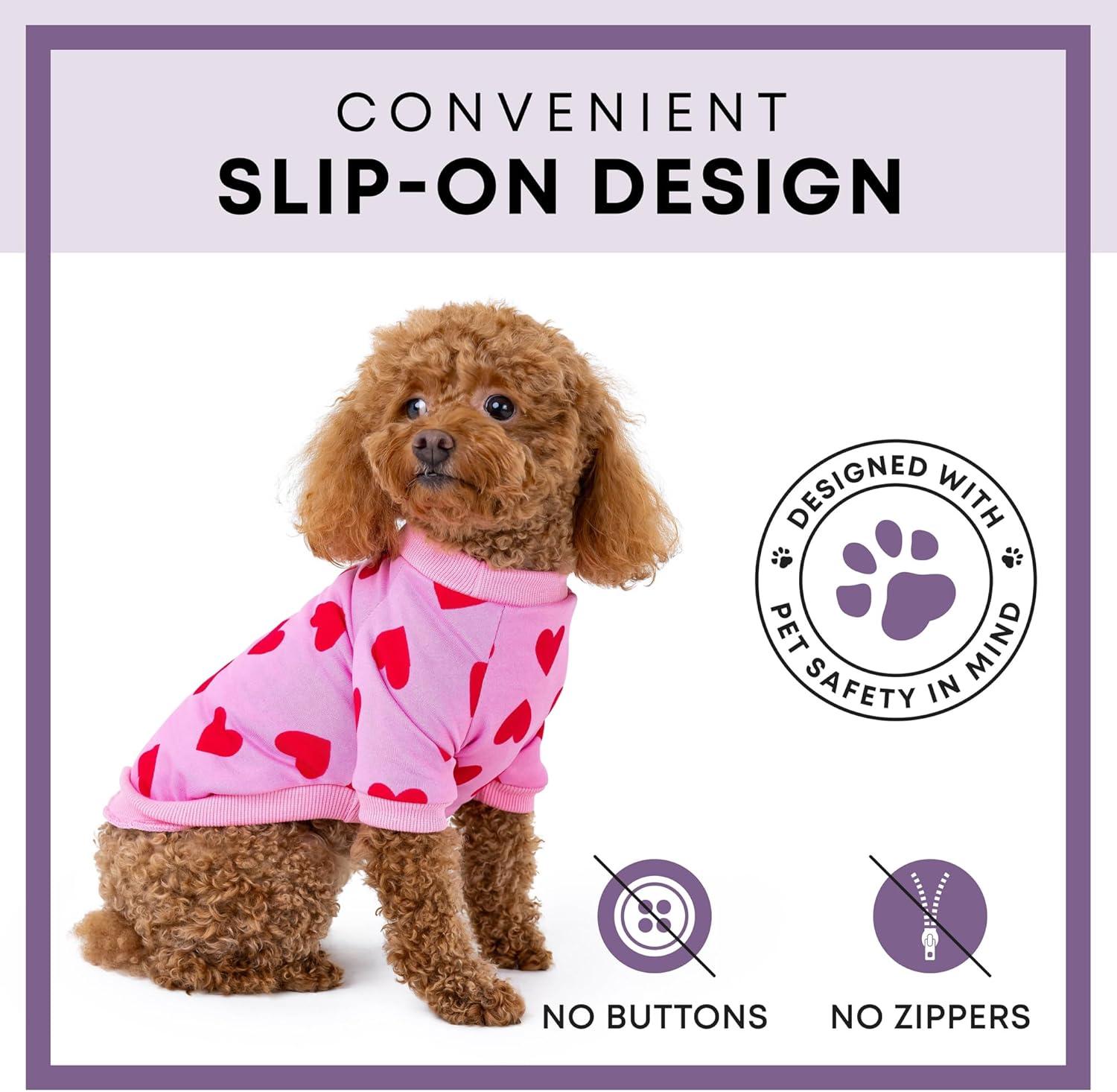 image:imageRocky Thermal Jacket Clothes Fleece Lined Sweater for Dogs Puppies Warm Coat Bodysuit Onesie One Piece Vest Pet Jammies with Leg Warmers for Small Medium Large Dogs Cats Rope SmallHeart