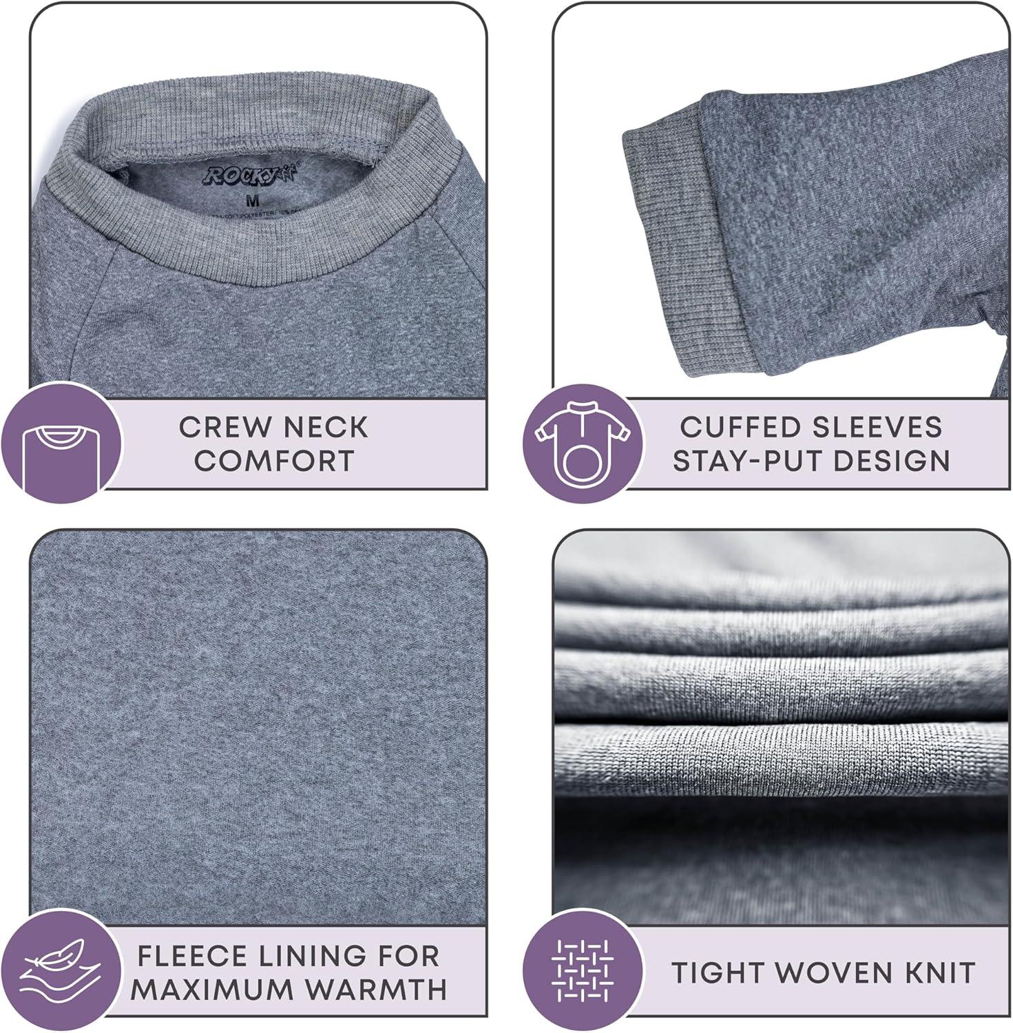 image:imageRocky Thermal Jacket Clothes Fleece Lined Sweater for Dogs Puppies Warm Coat Bodysuit Onesie One Piece Vest Pet Jammies with Leg Warmers for Small Medium Large Dogs Cats Rope SmallHeather Grey