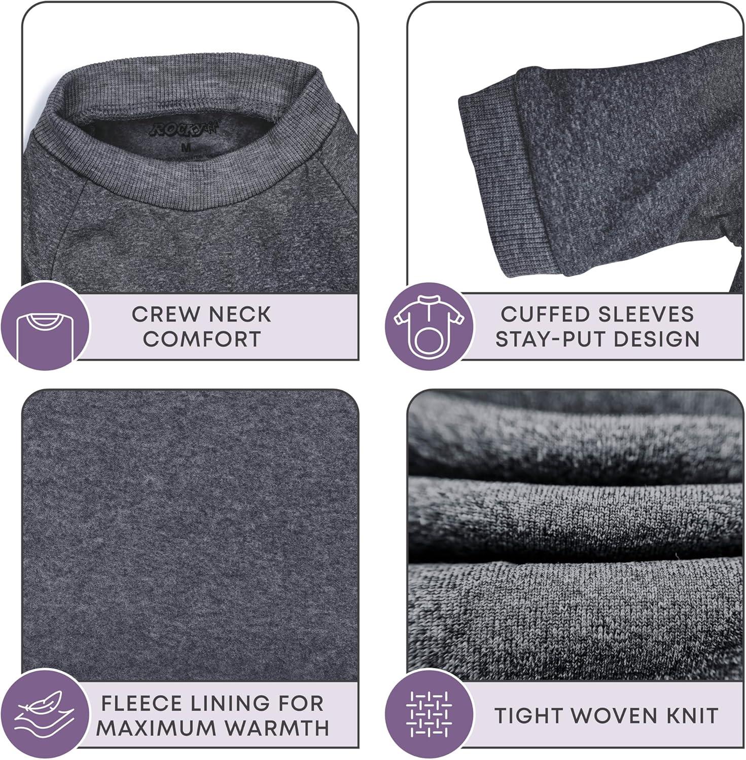 image:imageRocky Thermal Jacket Clothes Fleece Lined Sweater for Dogs Puppies Warm Coat Bodysuit Onesie One Piece Vest Pet Jammies with Leg Warmers for Small Medium Large Dogs Cats Rope SmallMelange Grey