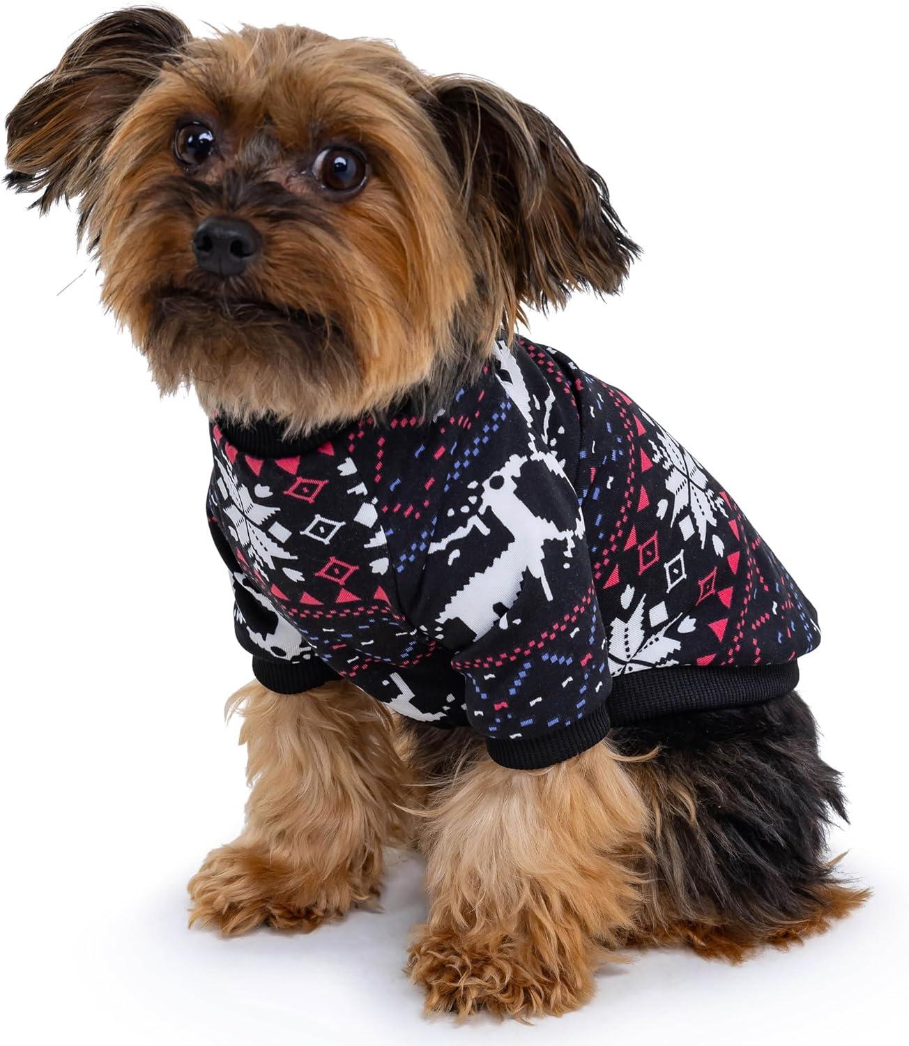 image:imageRocky Thermal Jacket Clothes Fleece Lined Sweater for Dogs Puppies Warm Coat Bodysuit Onesie One Piece Vest Pet Jammies with Leg Warmers for Small Medium Large Dogs Cats Rope SmallChristmas