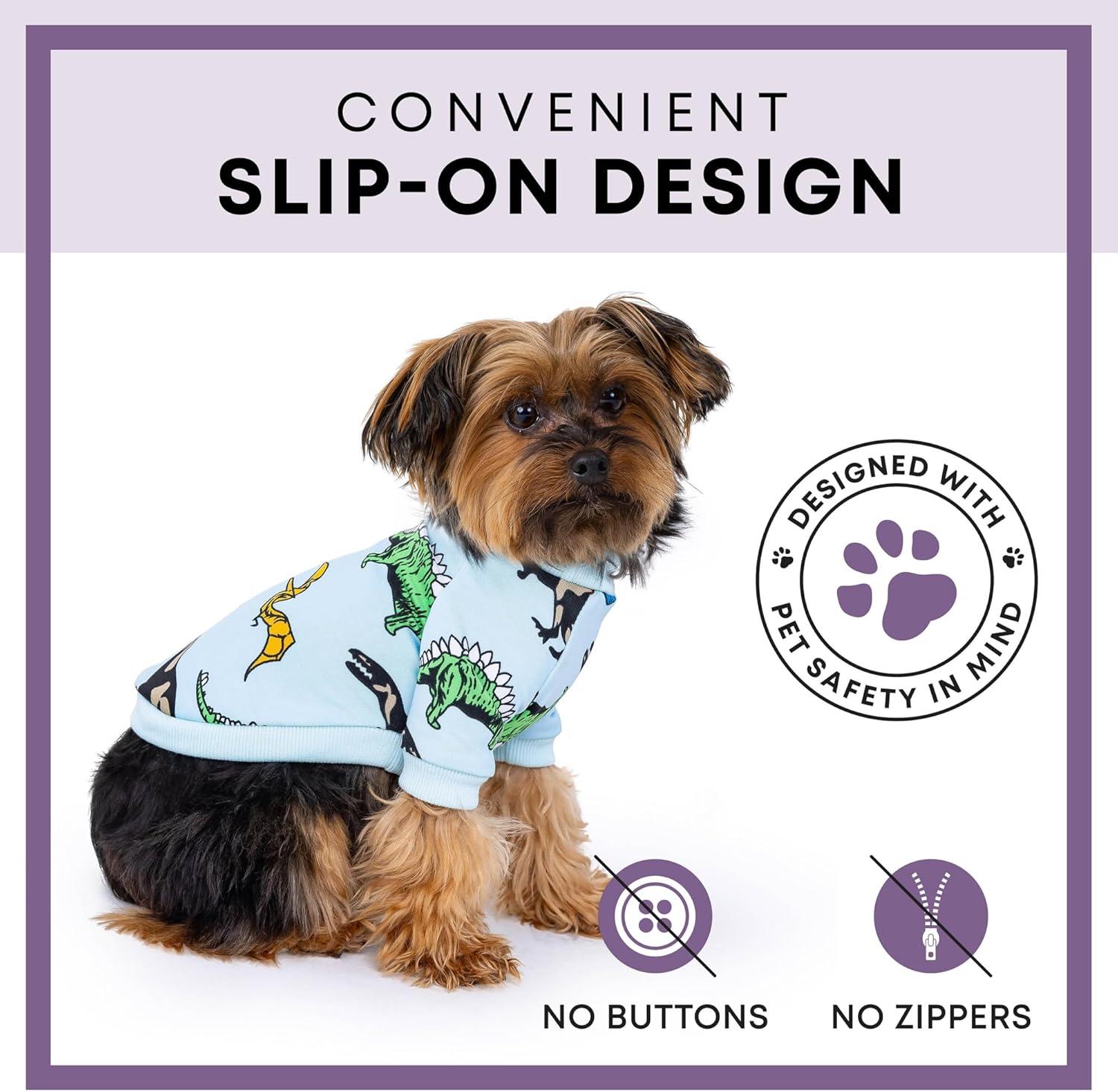 image:imageRocky Thermal Jacket Clothes Fleece Lined Sweater for Dogs Puppies Warm Coat Bodysuit Onesie One Piece Vest Pet Jammies with Leg Warmers for Small Medium Large Dogs Cats Rope SmallDinosaur