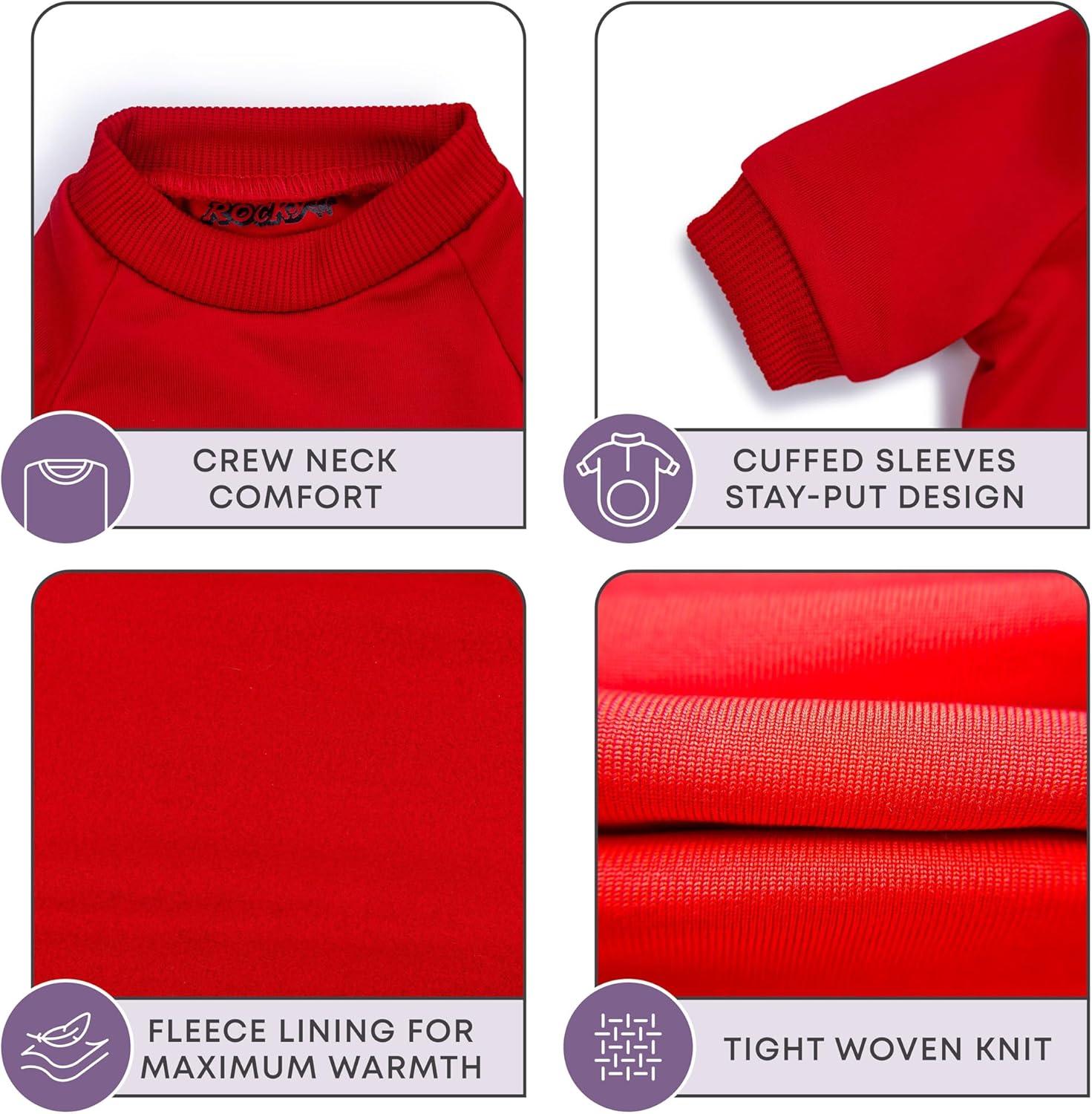 image:imageRocky Thermal Jacket Clothes Fleece Lined Sweater for Dogs Puppies Warm Coat Bodysuit Onesie One Piece Vest Pet Jammies with Leg Warmers for Small Medium Large Dogs Cats Rope SmallRed