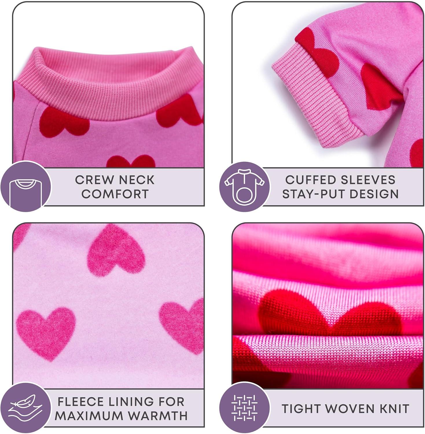 image:imageRocky Thermal Jacket Clothes Fleece Lined Sweater for Dogs Puppies Warm Coat Bodysuit Onesie One Piece Vest Pet Jammies with Leg Warmers for Small Medium Large Dogs Cats Rope SmallHeart