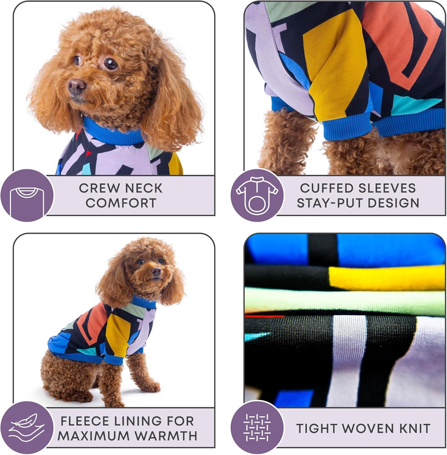image:imageRocky Thermal Jacket Clothes Fleece Lined Sweater for Dogs Puppies Warm Coat Bodysuit Onesie One Piece Vest Pet Jammies with Leg Warmers for Small Medium Large Dogs Cats Rope SmallGeometric