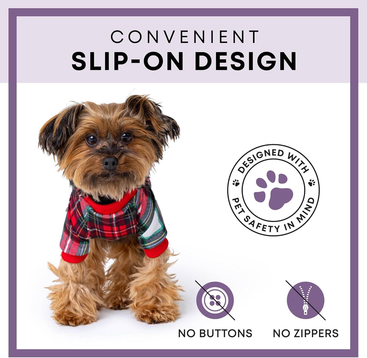 image:imageRocky Thermal Jacket Clothes Fleece Lined Sweater for Dogs Puppies Warm Coat Bodysuit Onesie One Piece Vest Pet Jammies with Leg Warmers for Small Medium Large Dogs Cats Rope SmallWhite Plaid
