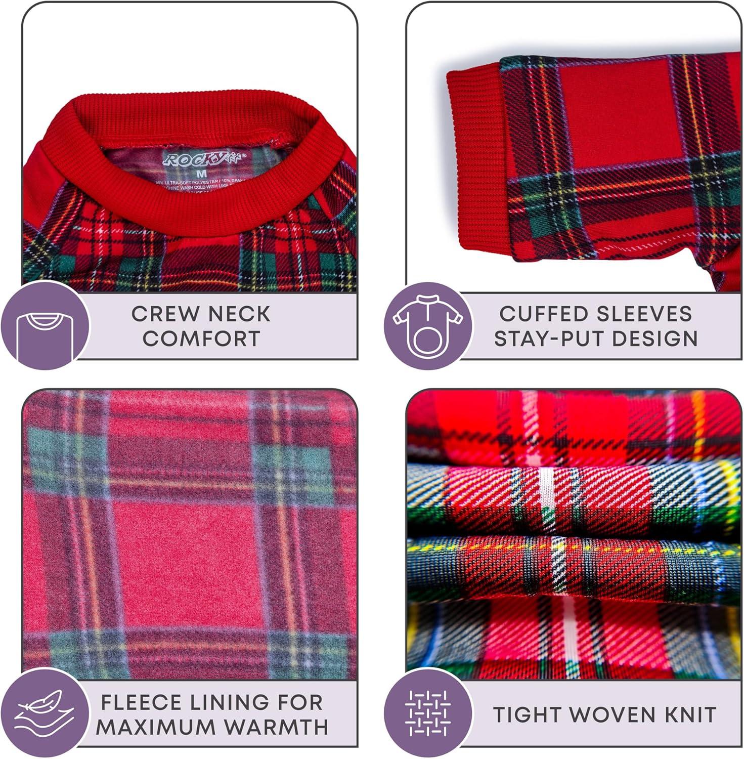 image:imageRocky Thermal Jacket Clothes Fleece Lined Sweater for Dogs Puppies Warm Coat Bodysuit Onesie One Piece Vest Pet Jammies with Leg Warmers for Small Medium Large Dogs Cats Rope SmallRed Plaid