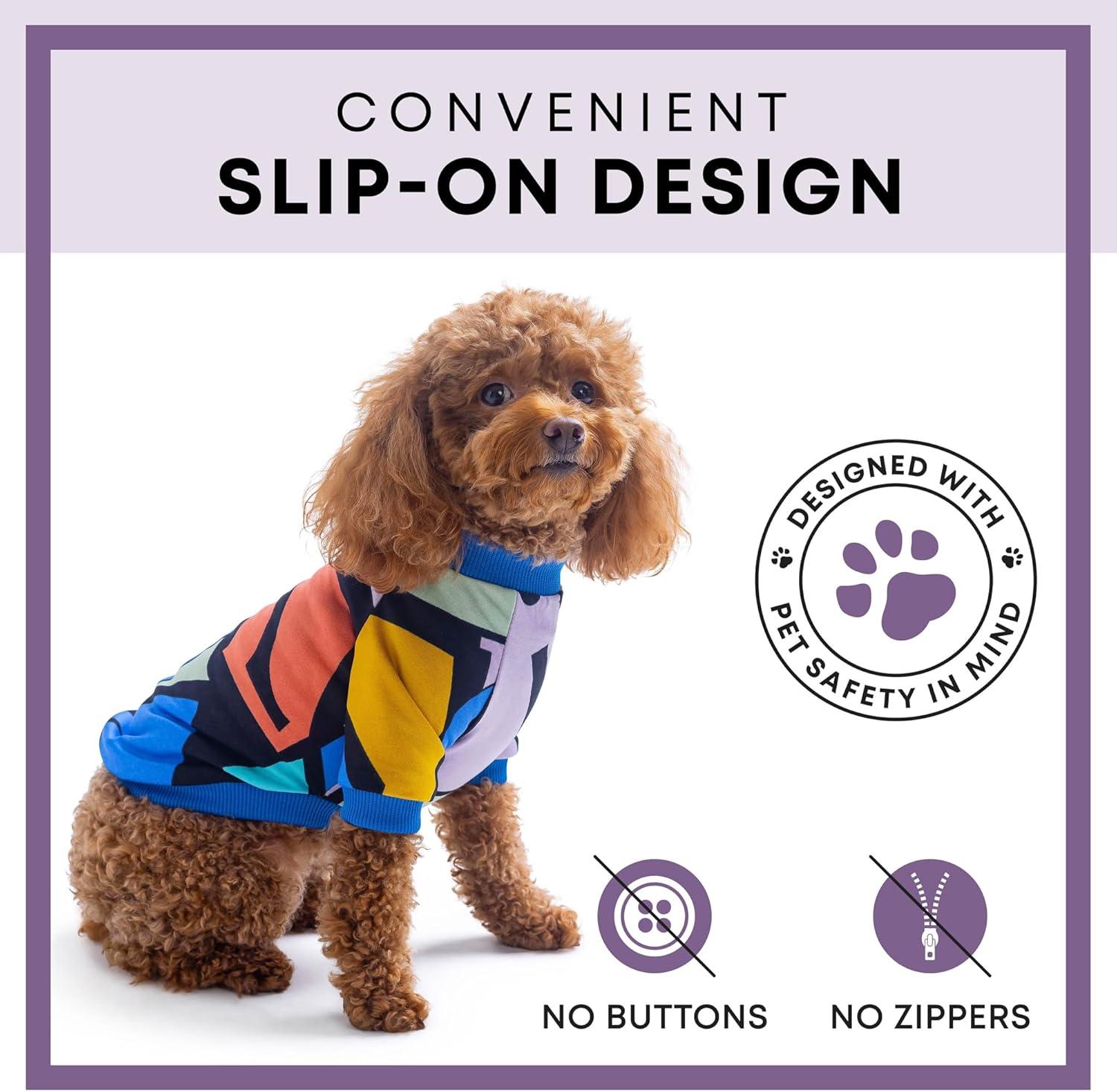 image:imageRocky Thermal Jacket Clothes Fleece Lined Sweater for Dogs Puppies Warm Coat Bodysuit Onesie One Piece Vest Pet Jammies with Leg Warmers for Small Medium Large Dogs Cats Rope SmallGeometric