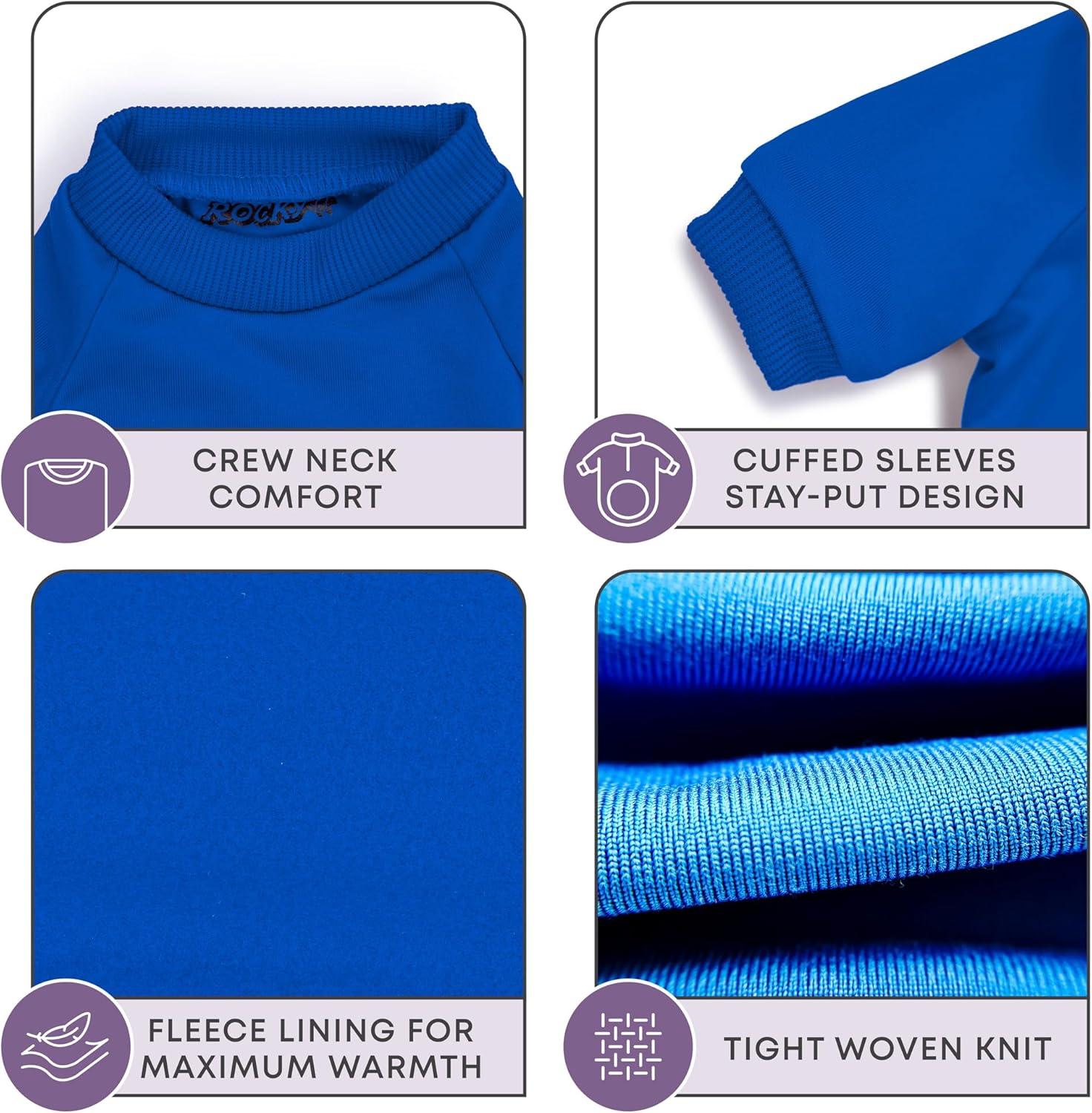 image:imageRocky Thermal Jacket Clothes Fleece Lined Sweater for Dogs Puppies Warm Coat Bodysuit Onesie One Piece Vest Pet Jammies with Leg Warmers for Small Medium Large Dogs Cats Rope SmallBlue