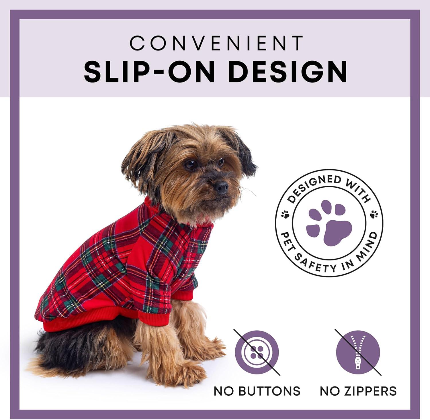 image:imageRocky Thermal Jacket Clothes Fleece Lined Sweater for Dogs Puppies Warm Coat Bodysuit Onesie One Piece Vest Pet Jammies with Leg Warmers for Small Medium Large Dogs Cats Rope SmallRed Plaid