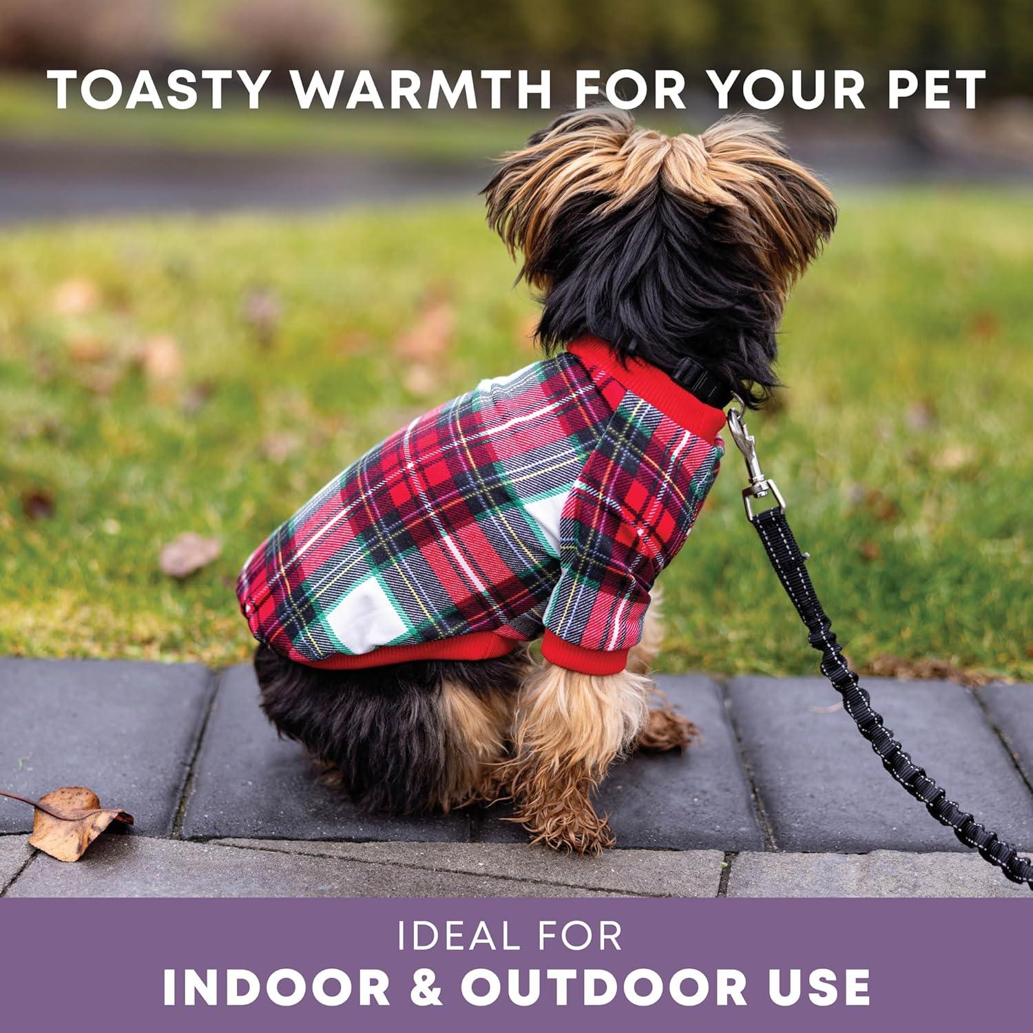 image:imageRocky Thermal Jacket Clothes Fleece Lined Sweater for Dogs Puppies Warm Coat Bodysuit Onesie One Piece Vest Pet Jammies with Leg Warmers for Small Medium Large Dogs Cats Rope SmallWhite Plaid