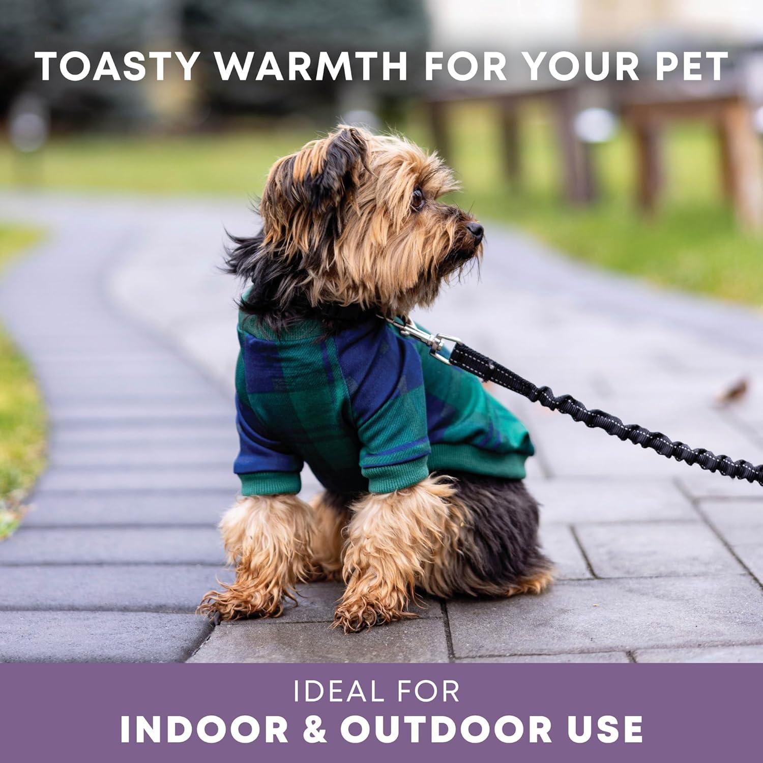 image:imageRocky Thermal Jacket Clothes Fleece Lined Sweater for Dogs Puppies Warm Coat Bodysuit Onesie One Piece Vest Pet Jammies with Leg Warmers for Small Medium Large Dogs Cats Rope SmallGreen Plaid