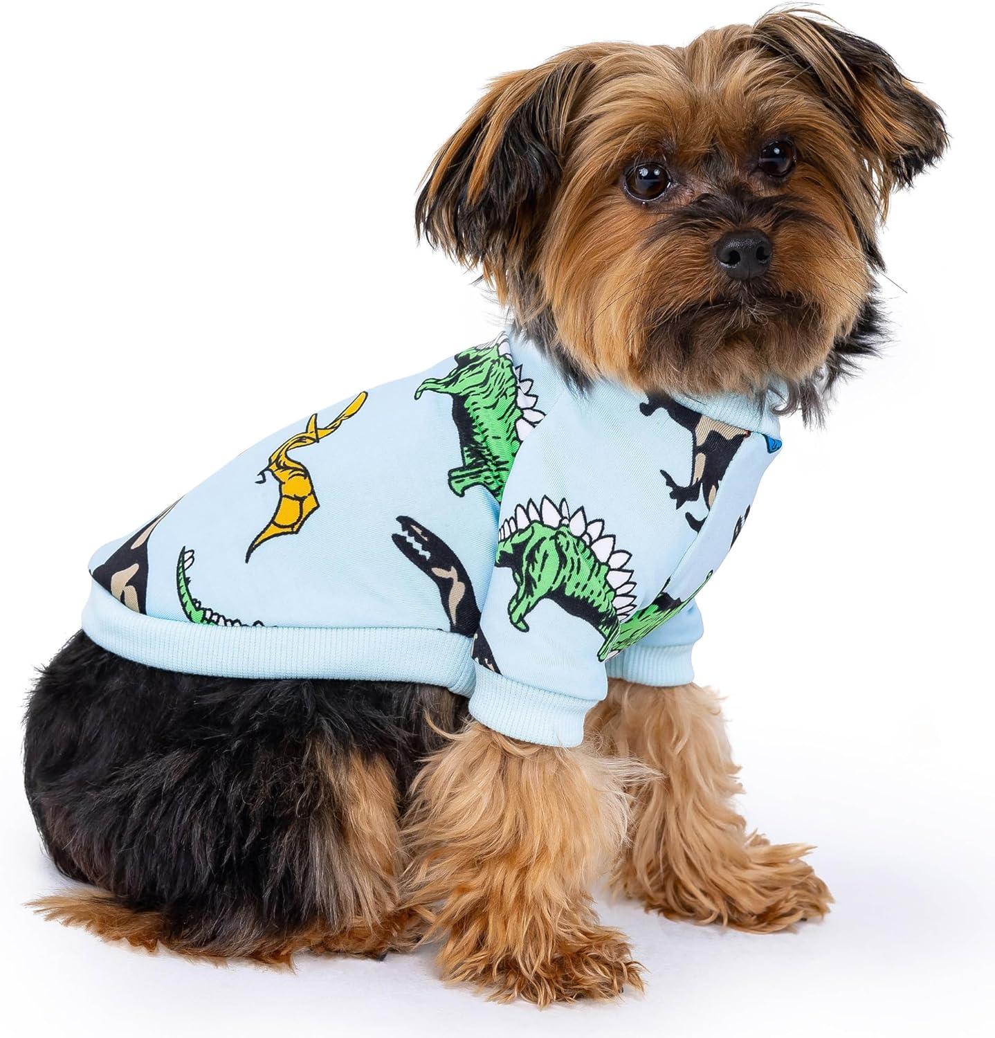 image:imageRocky Thermal Jacket Clothes Fleece Lined Sweater for Dogs Puppies Warm Coat Bodysuit Onesie One Piece Vest Pet Jammies with Leg Warmers for Small Medium Large Dogs Cats Rope SmallDinosaur