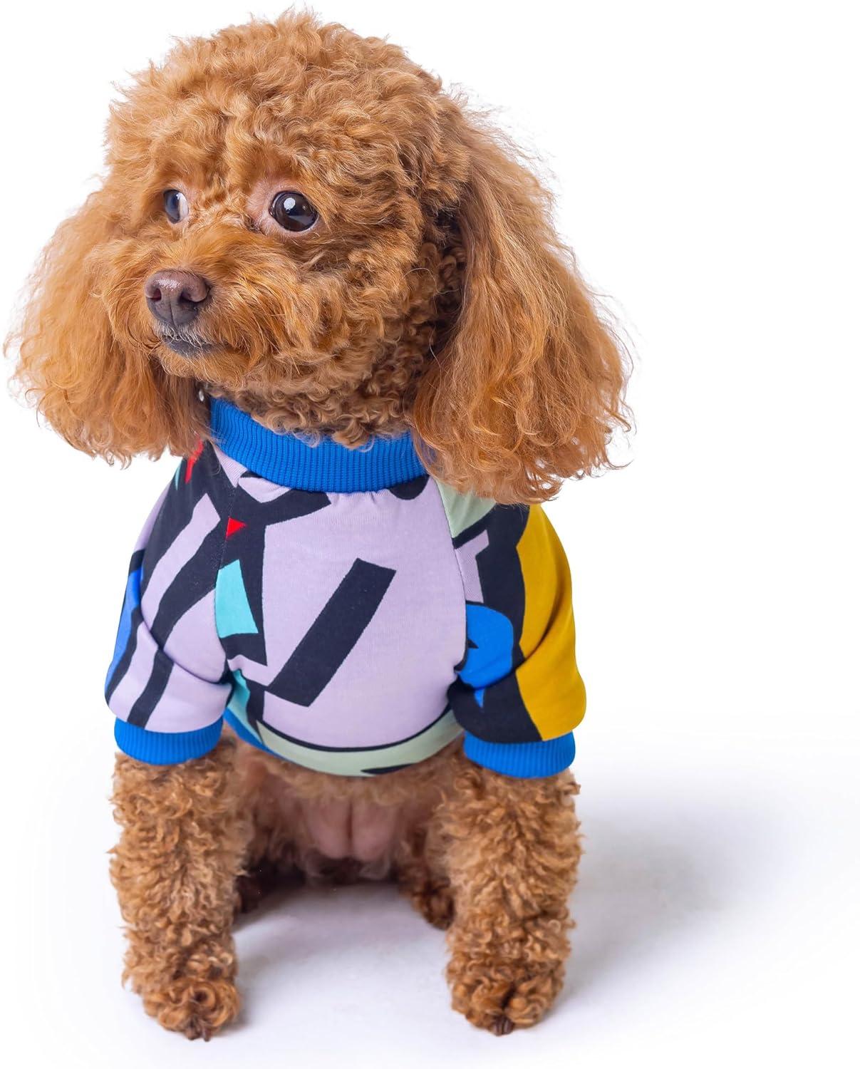 image:imageRocky Thermal Jacket Clothes Fleece Lined Sweater for Dogs Puppies Warm Coat Bodysuit Onesie One Piece Vest Pet Jammies with Leg Warmers for Small Medium Large Dogs Cats Rope SmallGeometric