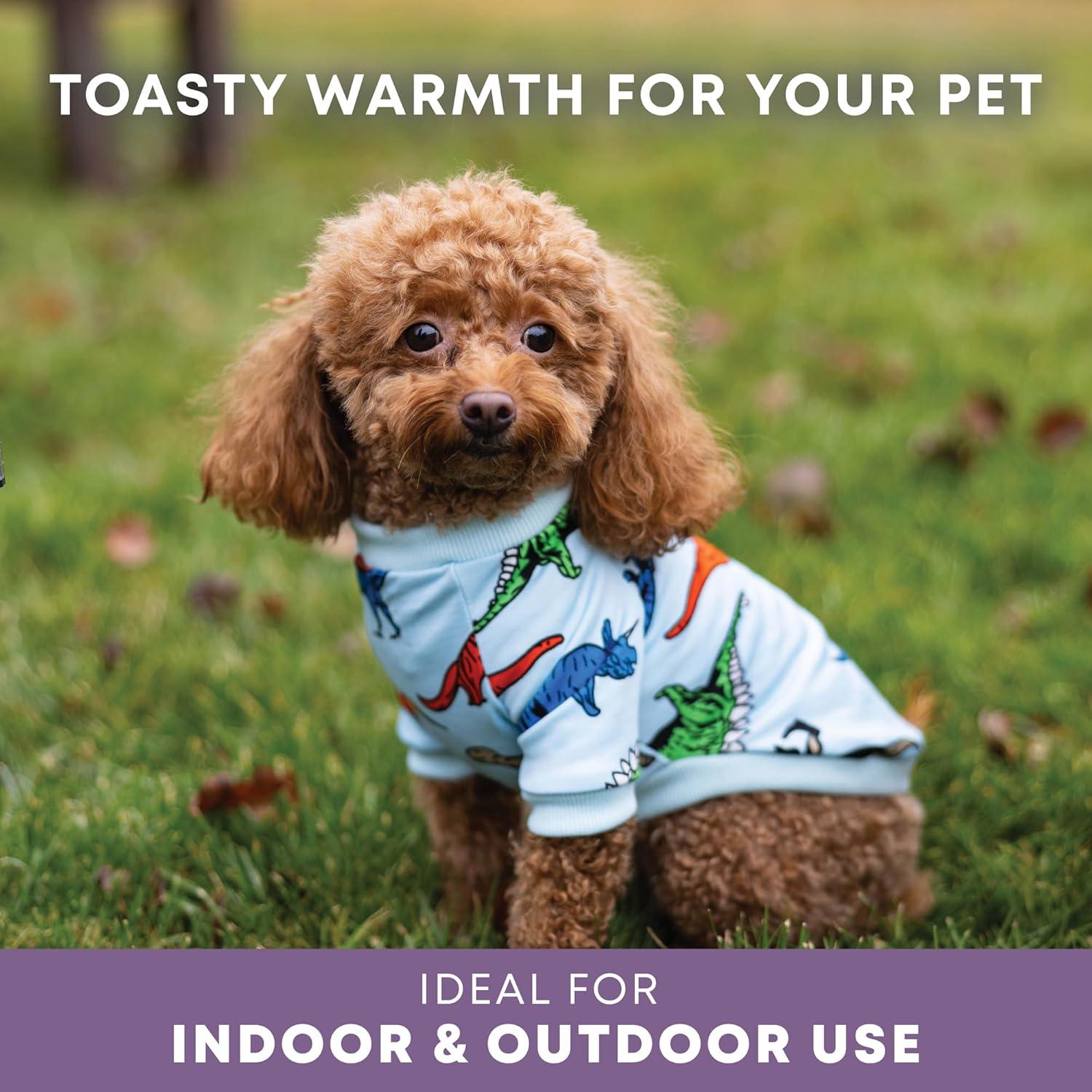 image:imageRocky Thermal Jacket Clothes Fleece Lined Sweater for Dogs Puppies Warm Coat Bodysuit Onesie One Piece Vest Pet Jammies with Leg Warmers for Small Medium Large Dogs Cats Rope SmallDinosaur