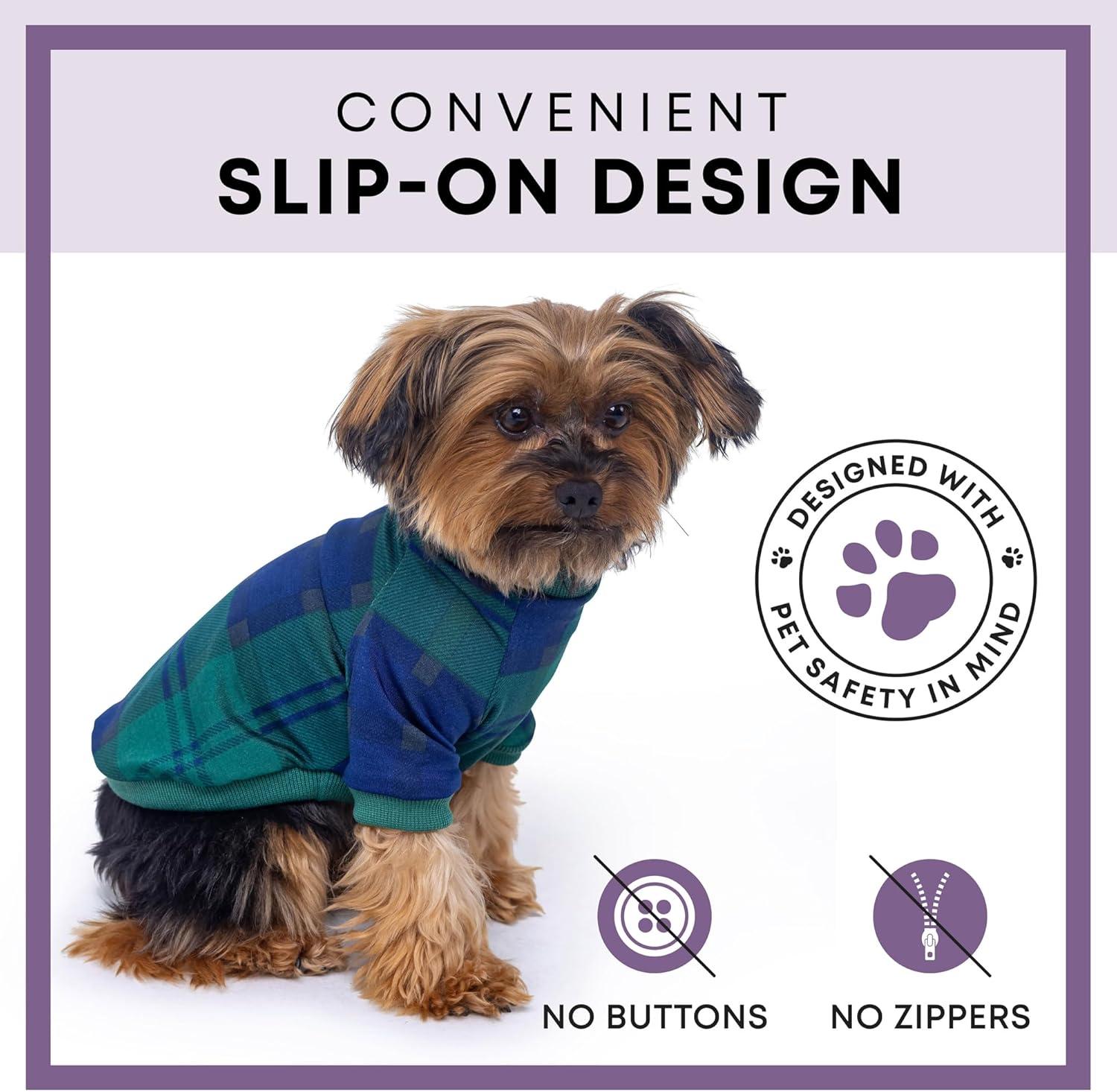 image:imageRocky Thermal Jacket Clothes Fleece Lined Sweater for Dogs Puppies Warm Coat Bodysuit Onesie One Piece Vest Pet Jammies with Leg Warmers for Small Medium Large Dogs Cats Rope SmallGreen Plaid