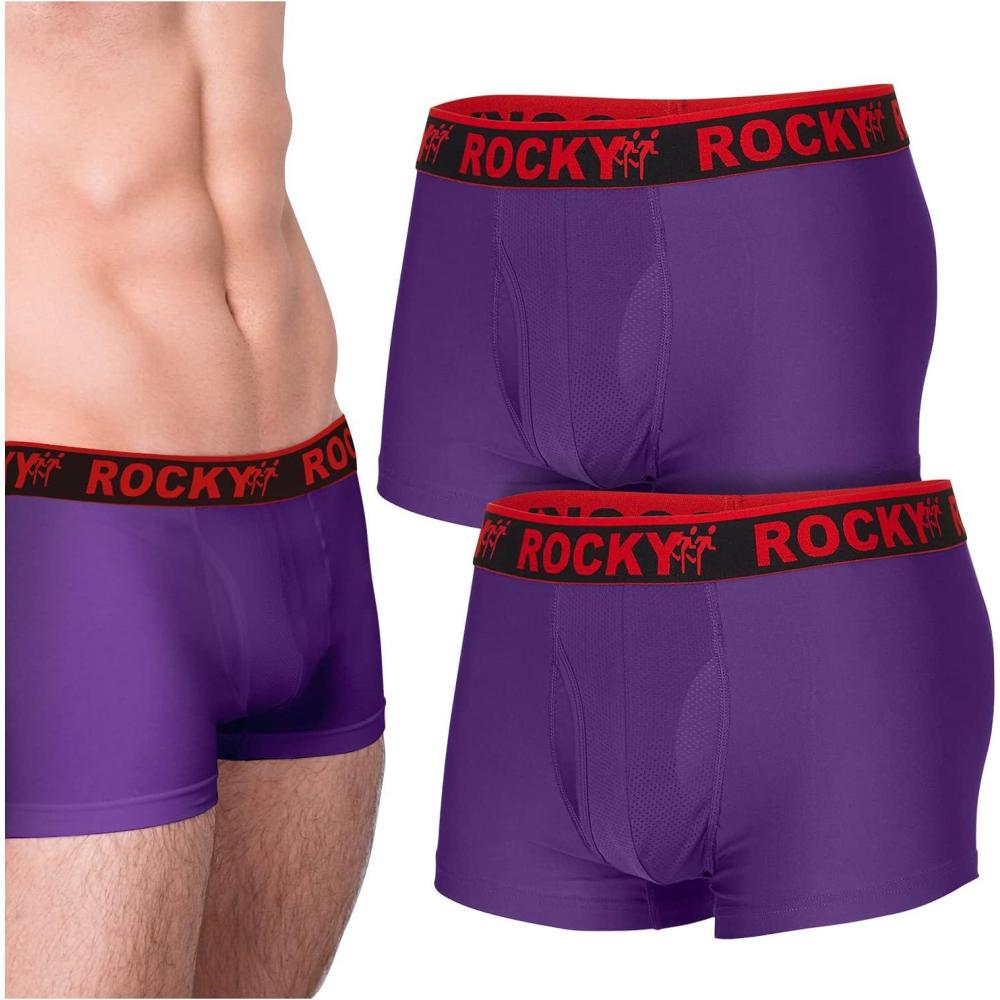 image:imageRocky Mens Boxer Briefs 4Way High Performance Pouch Underwear 2Pack TaglessPurple