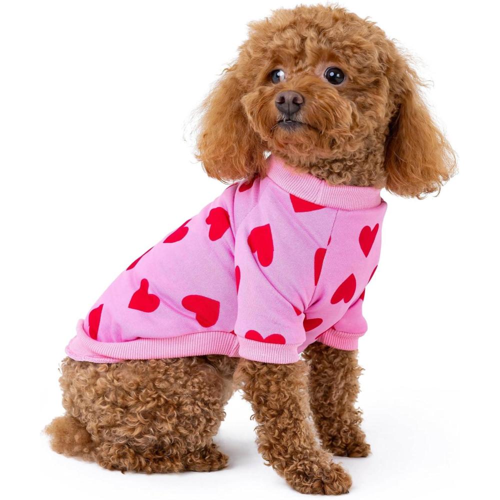image:imageRocky Thermal Jacket Clothes Fleece Lined Sweater for Dogs Puppies Warm Coat Bodysuit Onesie One Piece Vest Pet Jammies with Leg Warmers for Small Medium Large Dogs Cats Rope SmallHeart