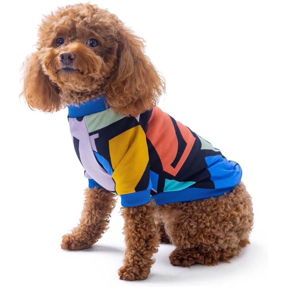 image:imageRocky Thermal Jacket Clothes Fleece Lined Sweater for Dogs Puppies Warm Coat Bodysuit Onesie One Piece Vest Pet Jammies with Leg Warmers for Small Medium Large Dogs Cats Rope SmallGeometric