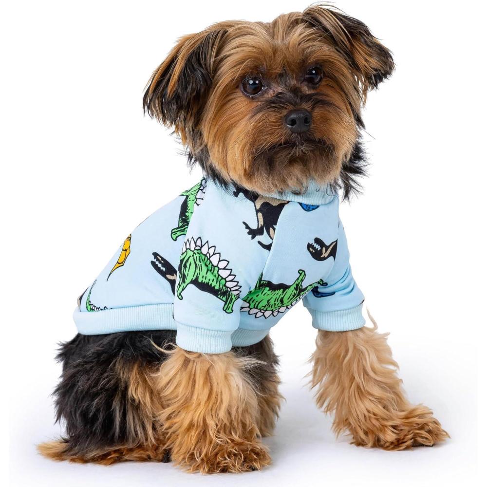 image:imageRocky Thermal Jacket Clothes Fleece Lined Sweater for Dogs Puppies Warm Coat Bodysuit Onesie One Piece Vest Pet Jammies with Leg Warmers for Small Medium Large Dogs Cats Rope SmallDinosaur