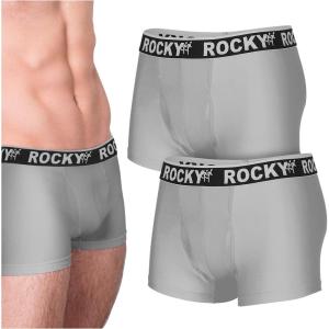 Rocky Men’s Boxer Briefs 4-Way High Performance Pouch Underwear, 2-Pack Tagless(Grey)