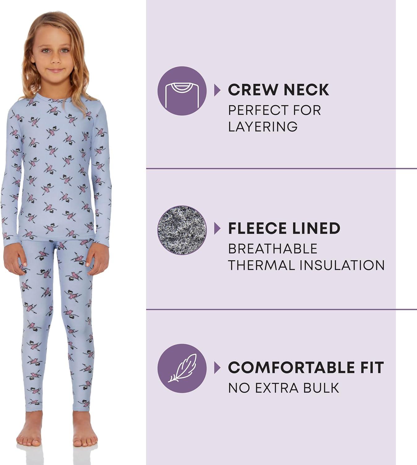image:imageRocky Thermal Underwear for Kids Girls Thermals Long Johns Underwear Base Layer for Cold weatherskiingBallerina Design