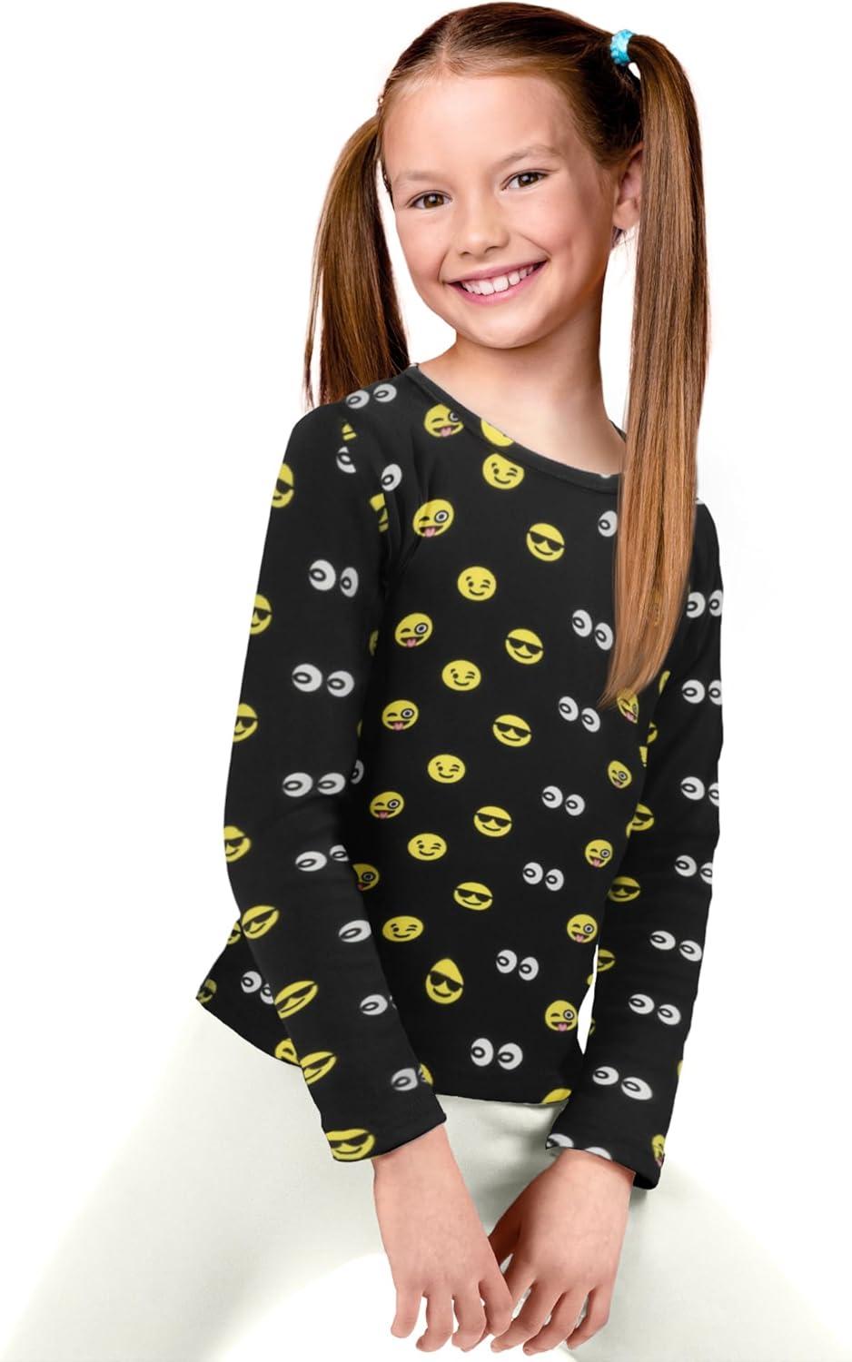 image:imageRocky Thermal Underwear for Kids Girls Thermals Long Johns Underwear Base Layer for Cold weatherskiingBlack Emoji Design