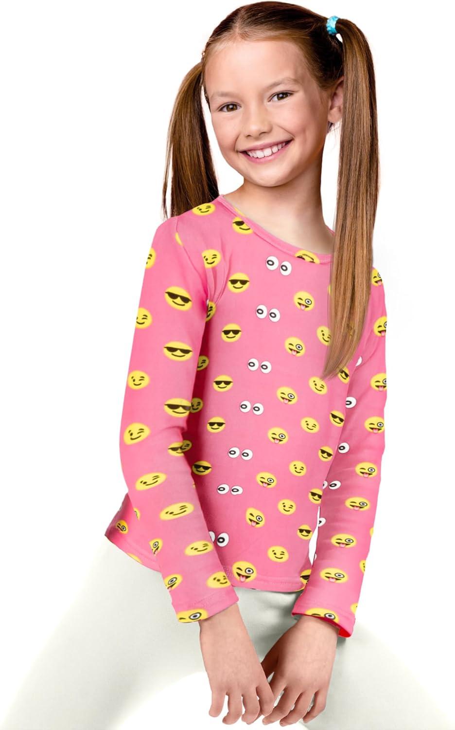 image:imageRocky Thermal Underwear for Kids Girls Thermals Long Johns Underwear Base Layer for Cold weatherskiingPink Emoji Design