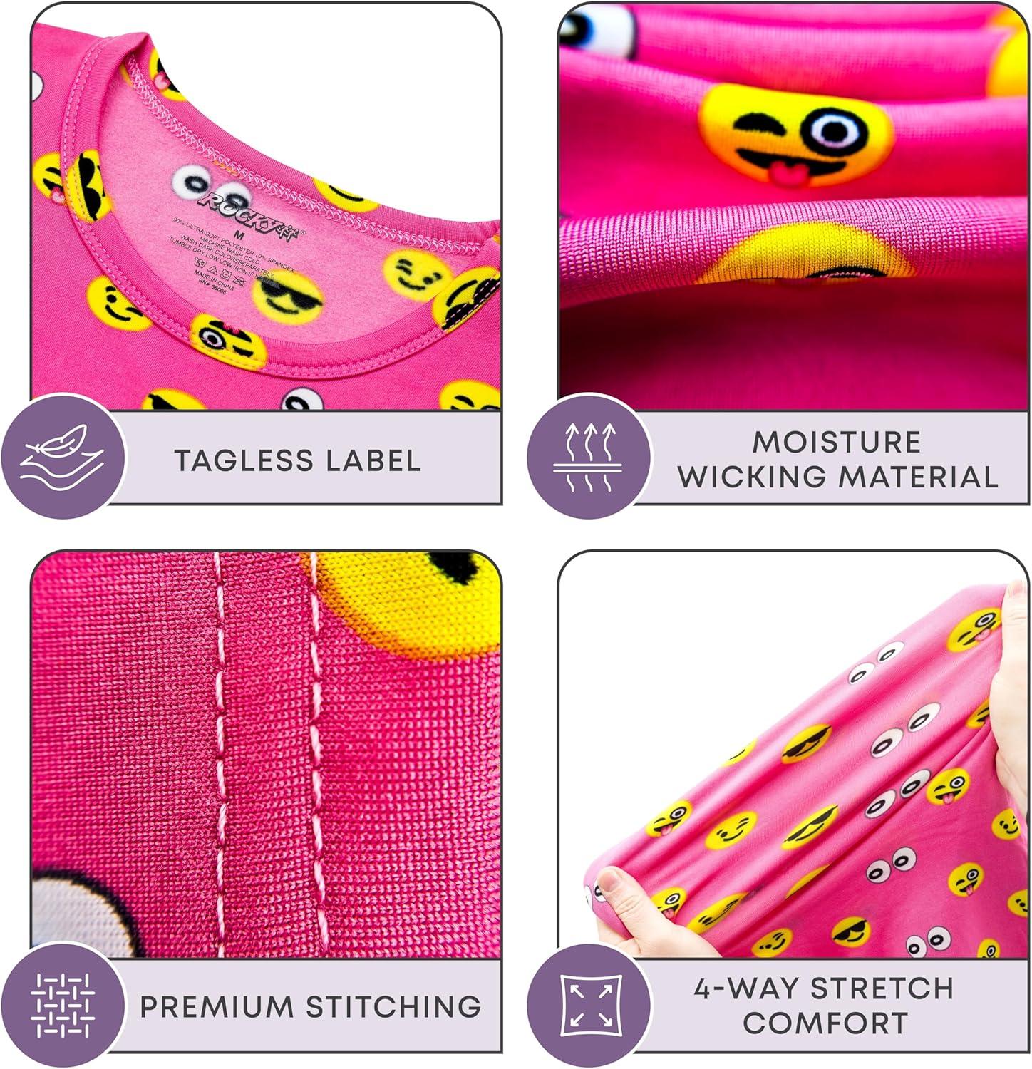 image:imageRocky Thermal Underwear for Kids Girls Thermals Long Johns Underwear Base Layer for Cold weatherskiingPink Emoji Design