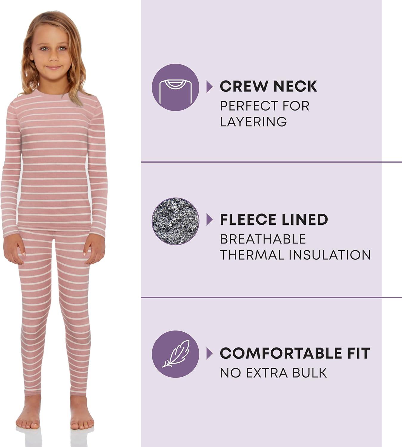 image:imageRocky Thermal Underwear for Kids Girls Thermals Long Johns Underwear Base Layer for Cold weatherskiingPink Striped