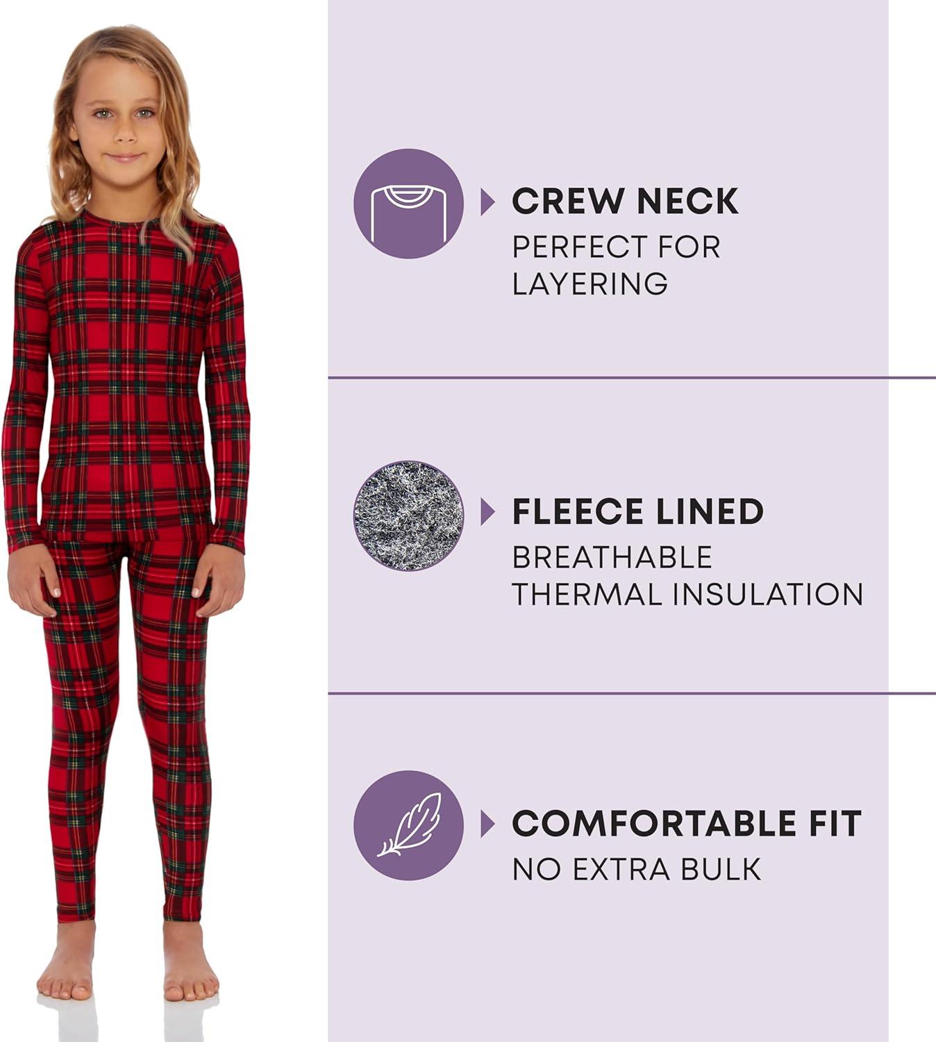 image:imageRocky Thermal Underwear for Kids Girls Thermals Long Johns Underwear Base Layer for Cold weatherskiingRed Plaid