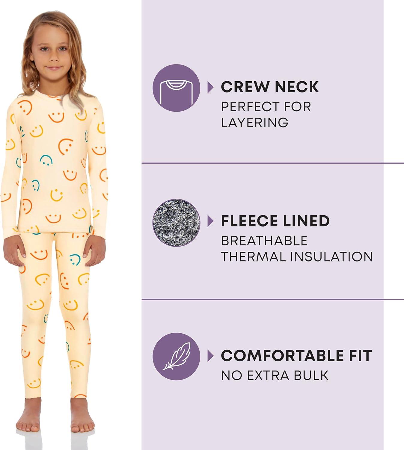 image:imageRocky Thermal Underwear for Kids Girls Thermals Long Johns Underwear Base Layer for Cold weatherskiingSmile Design