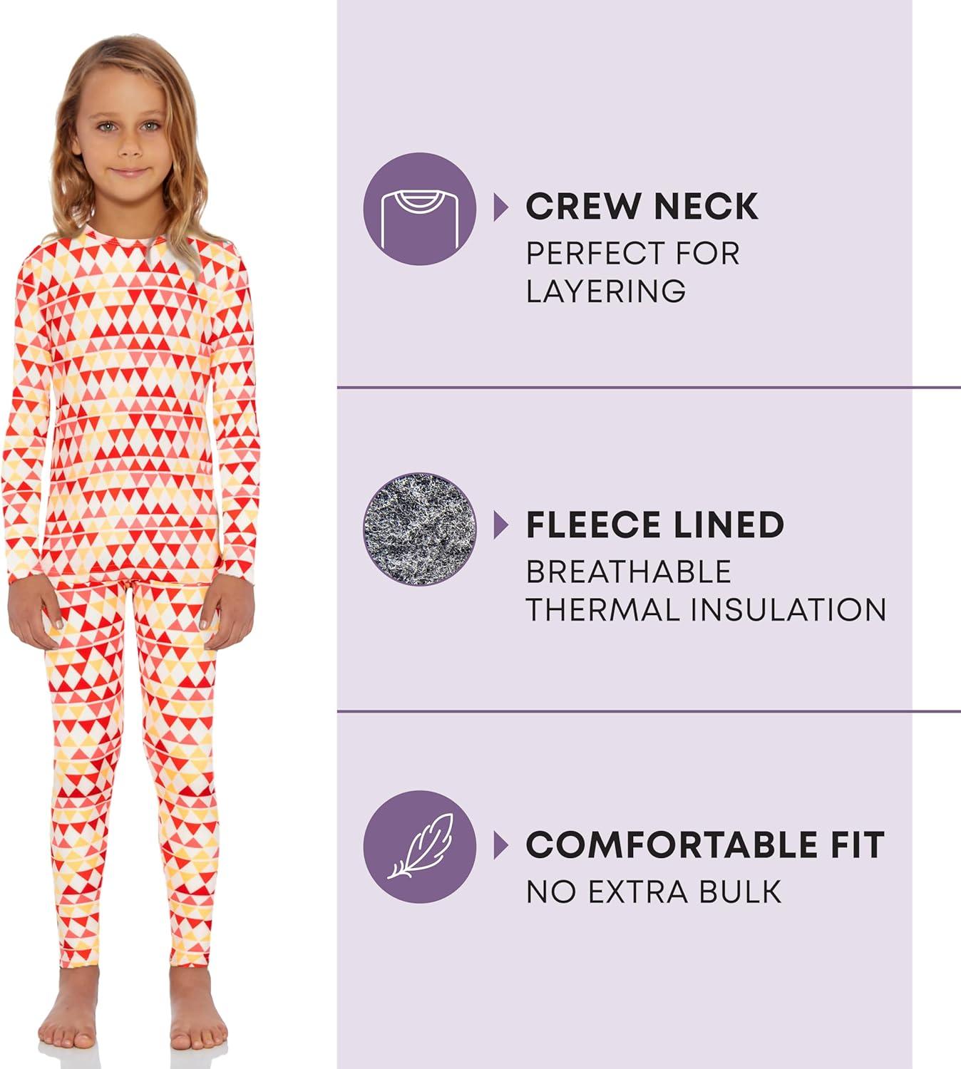 image:imageRocky Thermal Underwear for Kids Girls Thermals Long Johns Underwear Base Layer for Cold weatherskiingTriangle Design