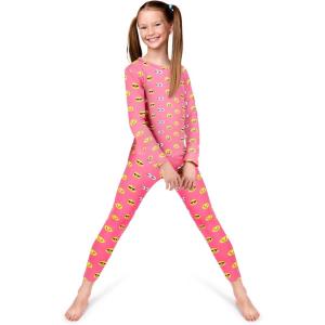 Rocky Thermal Underwear for Kids, Girls Thermals Long Johns Underwear, Base Layer for Cold weather/skiing(Pink Emoji Design)
