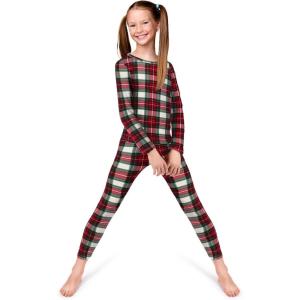Rocky Thermal Underwear for Kids, Girls Thermals Long Johns Underwear, Base Layer for Cold weather/skiing(White Plaid)