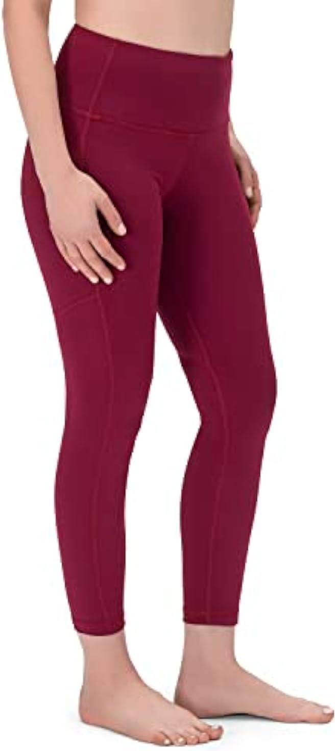 image:imageROCKY High Waisted Yoga Leggings Workout Running Activewear Tummy Control Leggings for Women Capri amp Full Length PantsBurgundy