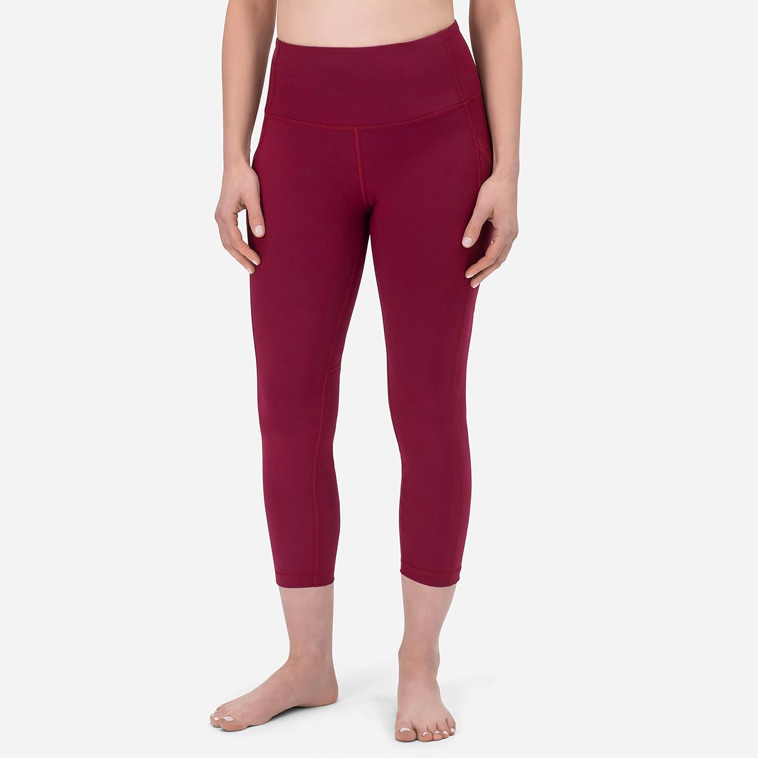 image:imageROCKY High Waisted Yoga Leggings Workout Running Activewear Tummy Control Leggings for Women Capri amp Full Length PantsBurgundy