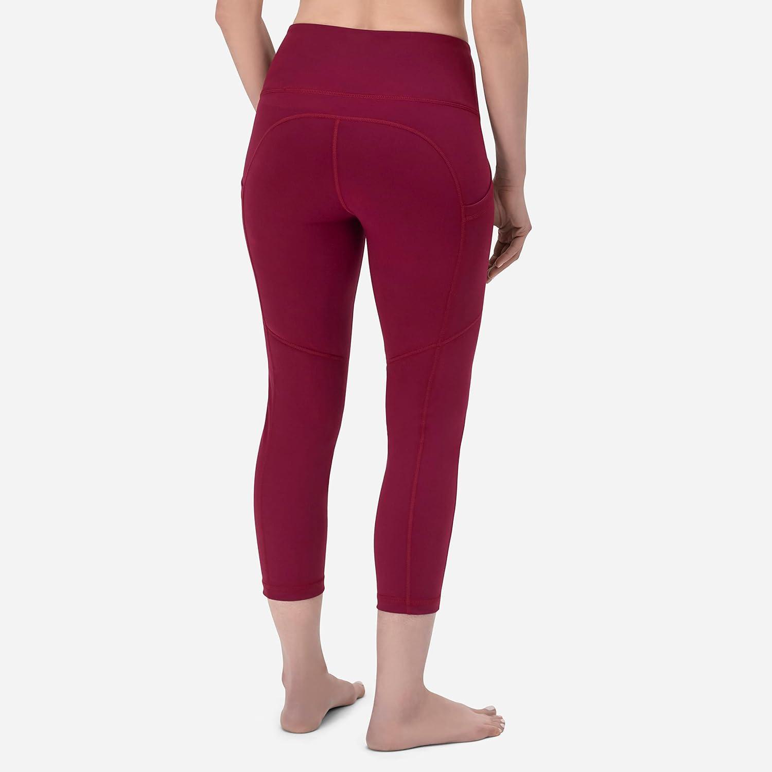 image:imageROCKY High Waisted Yoga Leggings Workout Running Activewear Tummy Control Leggings for Women Capri amp Full Length PantsBurgundy