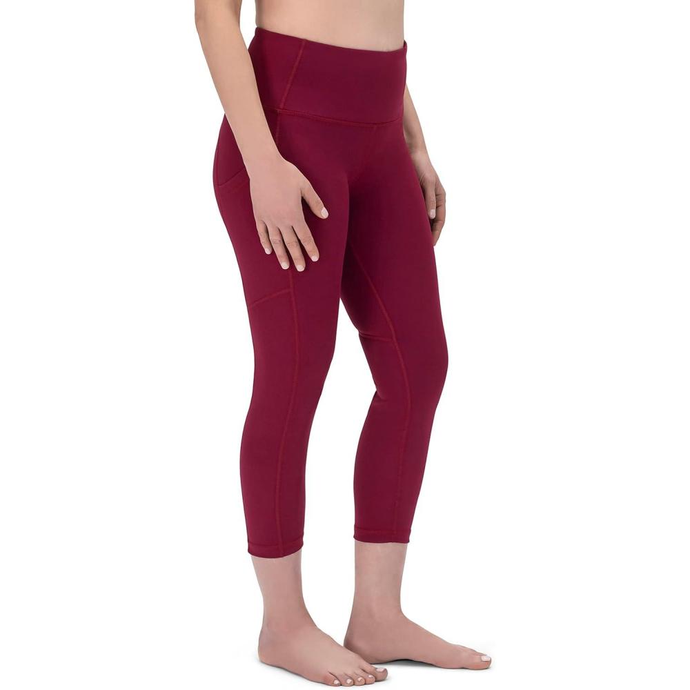 image:imageROCKY High Waisted Yoga Leggings Workout Running Activewear Tummy Control Leggings for Women Capri amp Full Length PantsBurgundy